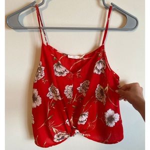 Red cropped tank top